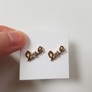 "Love" Goldtoned Stud Earrings